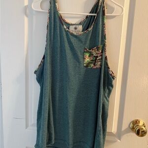 On the Byas Teal Tank Top with Floral Accents
